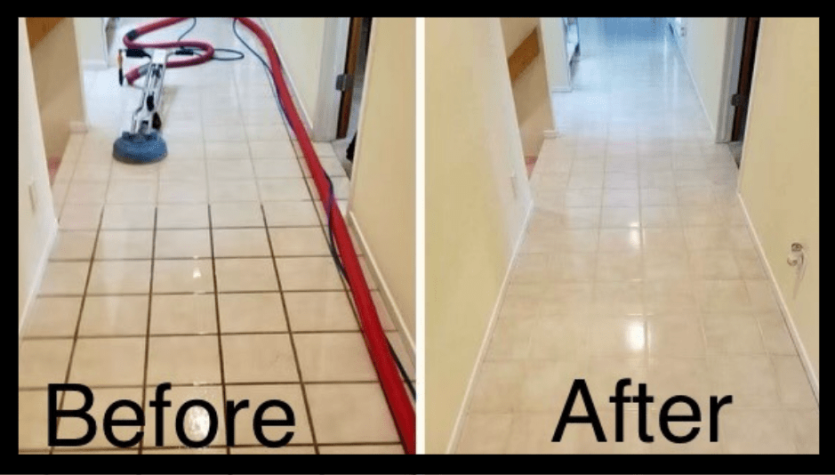 6. Tile floor and grouts before and after cleaning
